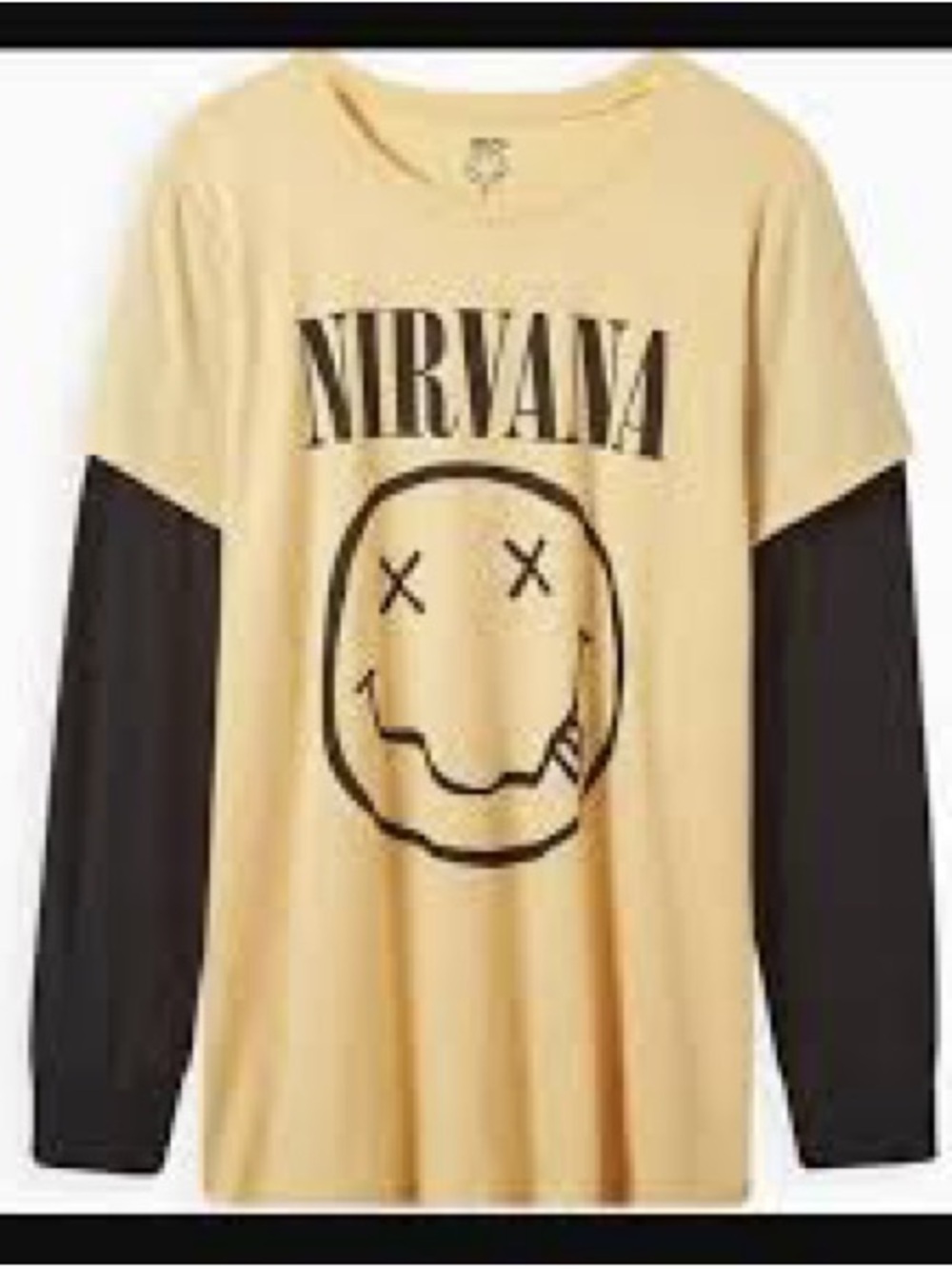 Torrid 3X(22-24) Yellow and Black Nirvana 2 in 1 Long Sleeve Graphic Tee